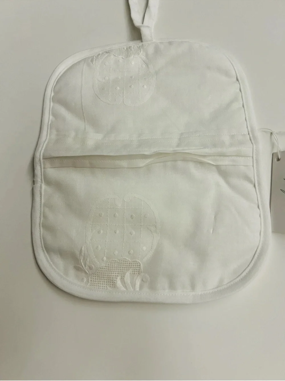 New Paperwhite Lace Jewelry Case Hand Embroidered 2 Zip Inside Compartment